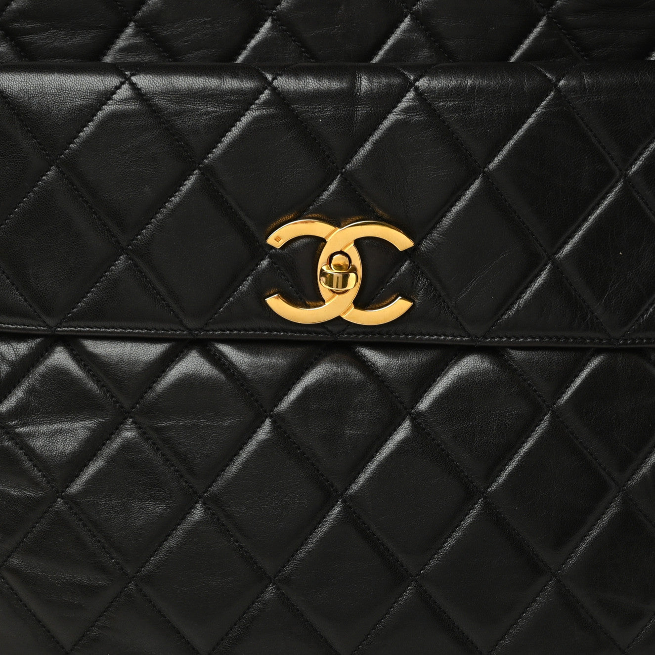 Chanel Lambskin Quilted Front Pocket Shopping Tote Black 7 of 9