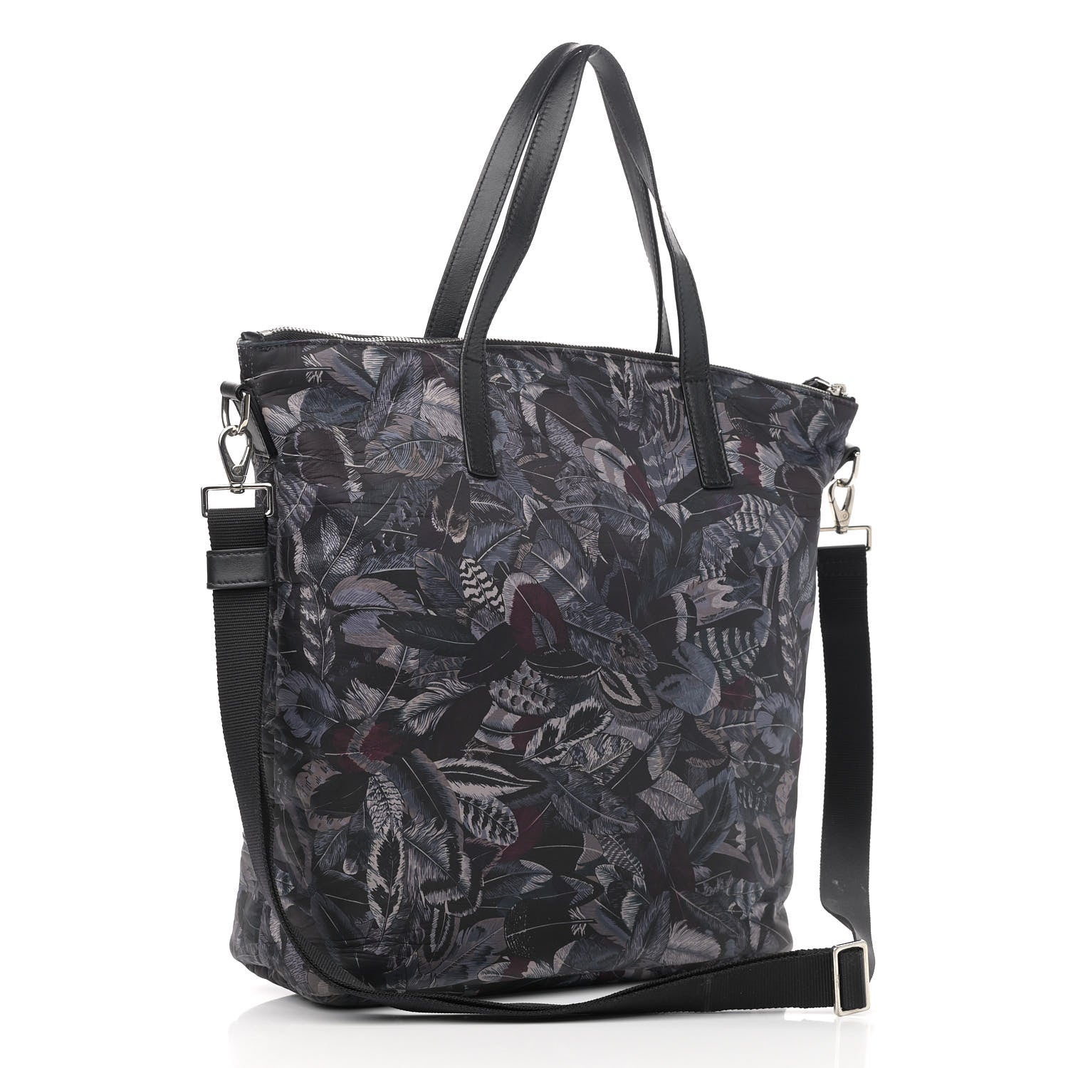 Salvatore Ferragamo Nylon Feather Print Milos Tote Black Multicolor 3 of 12