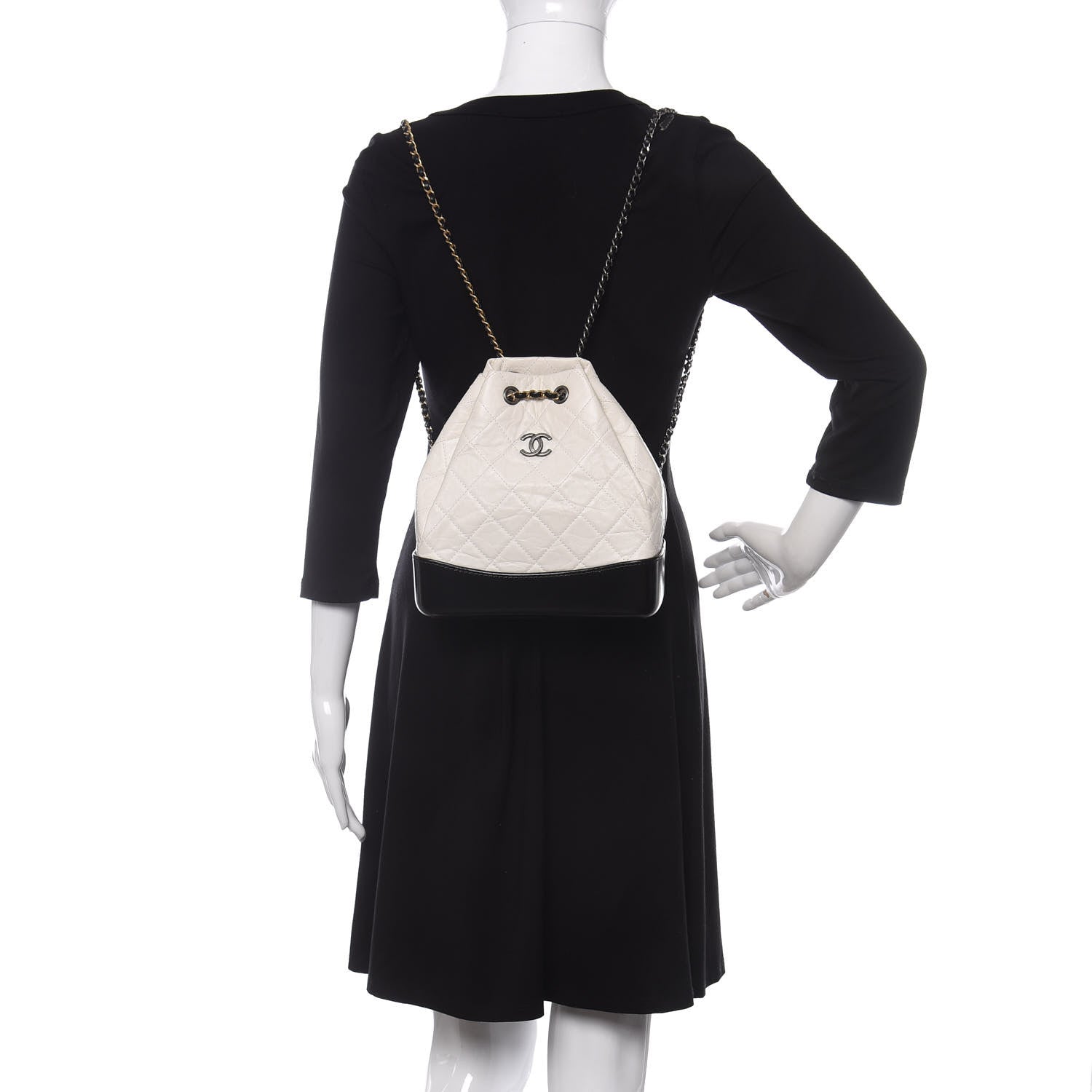 Chanel Aged Calfskin Quilted Small Gabrielle Backpack Black White 2 of 10