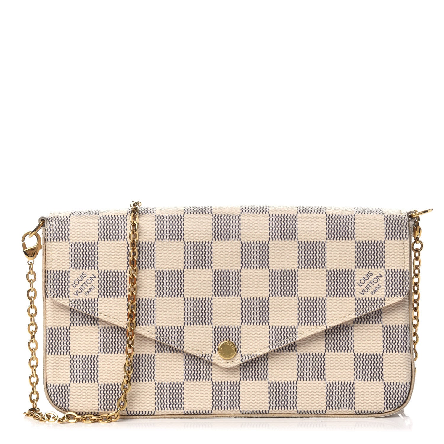 Louis Vuitton Damier Azur Pochette Felicie Chain Wallet Rose Ballerine 1 of 10