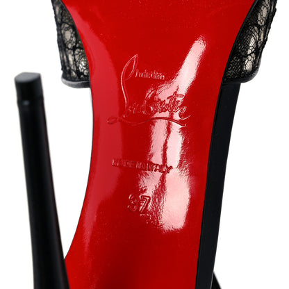 Christian Louboutin Nappa Shiny Bas Resille Salonu 100 T Strap Pumps 37 Black 6 of 8