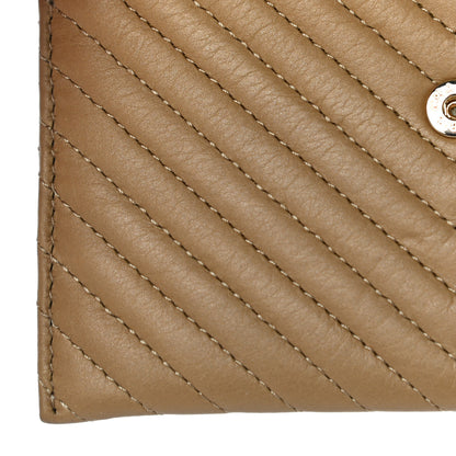 Chanel Aged Calfskin Chevron Quilted Flap Card Holder Beige 14 of 16