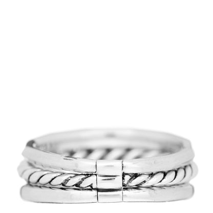 David Yurman Sterling Silver Diamond 9mm Stax Narrow Ring 54 6.75 4 of 5