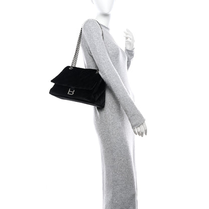 Balenciaga Crushed Velvet Quilted Medium Crush Chain Bag Black 2 of 10