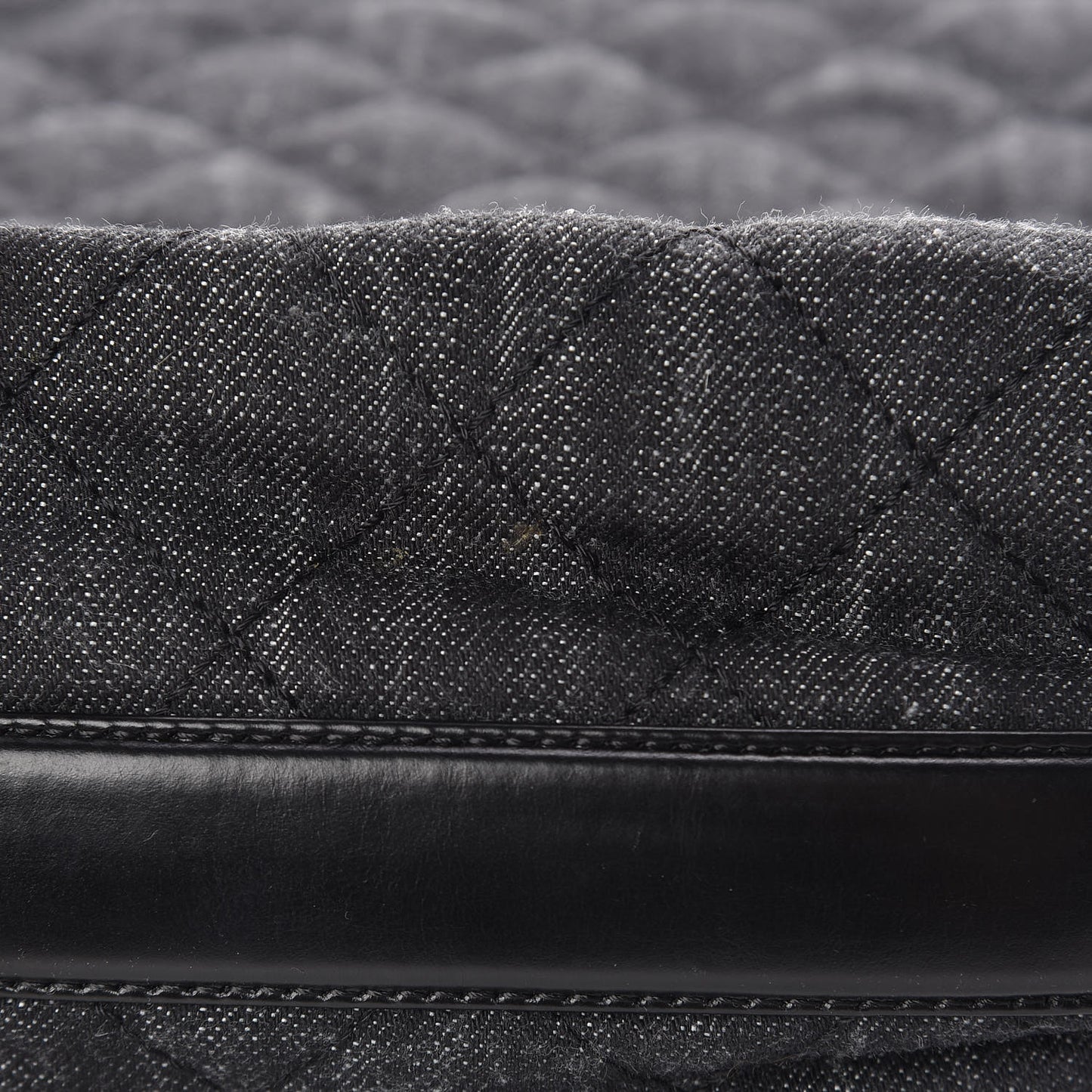 Denim Calfskin Quilted Backpack Dark Grey Black