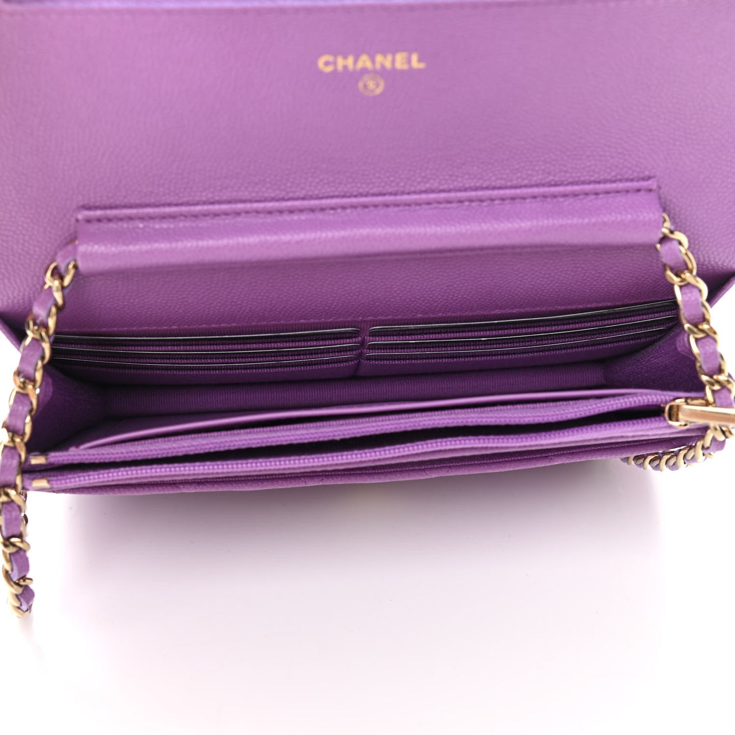 Caviar Quilted Wallet On Chain WOC Purple