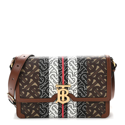 Burberry E-Canvas Monogram Stripe Small TB Bag Bridle Brown 1 of 9