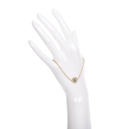 David Yurman 18K Yellow Gold Diamond Blue Sapphire Cable Collectibles Evil Eye Bracelet 2 of 6