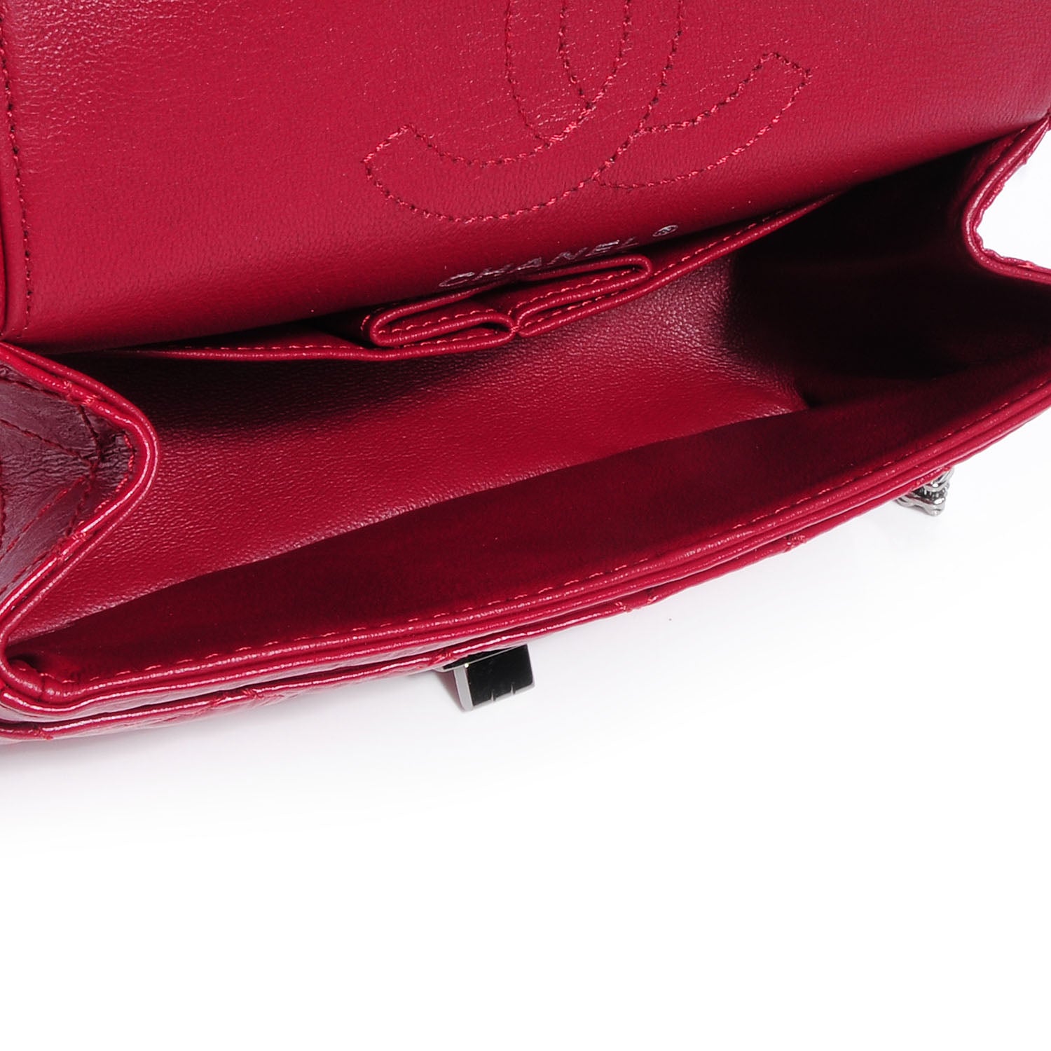 Chanel Aged Calfskin Quilted 2.55 Reissue 224 Flap Red 5 of 9