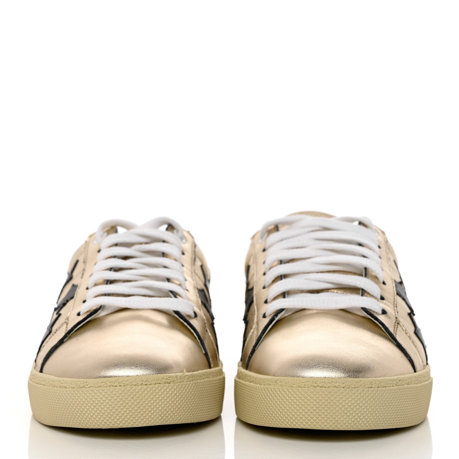 Saint Laurent Calfskin Star Court Sneakers 40 Gold Black 2 of 9