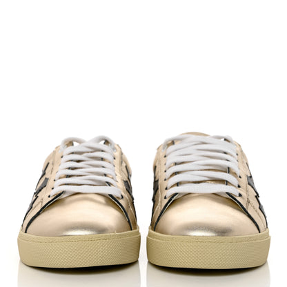 Saint Laurent Calfskin Star Court Sneakers 40 Gold Black 2 of 9