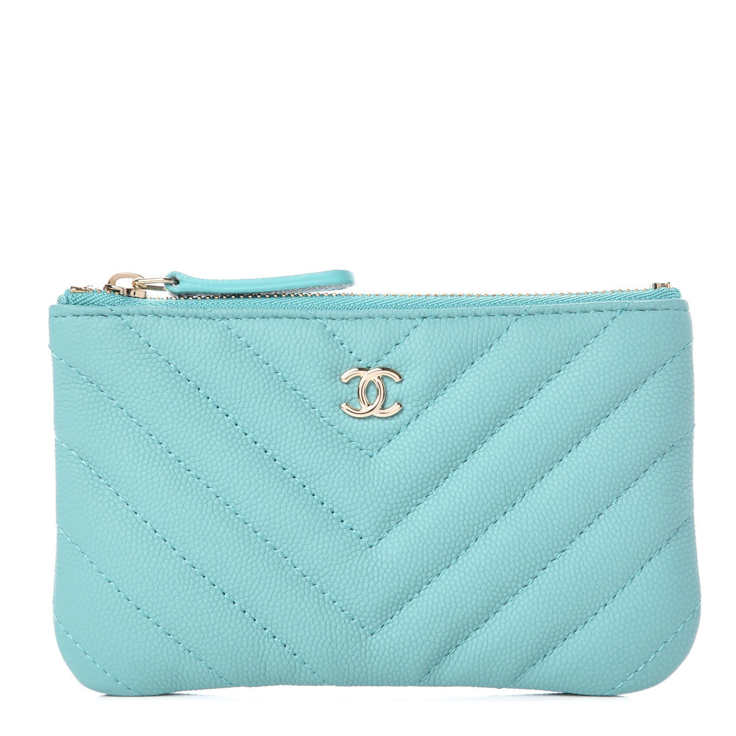 Chanel Caviar Chevron Quilted Small Cosmetic Case Green 1 of 7