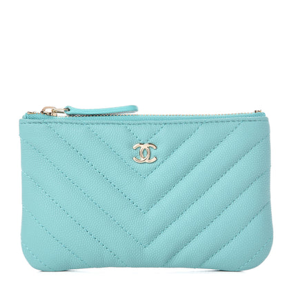Chanel Caviar Chevron Quilted Small Cosmetic Case Green 1 of 7