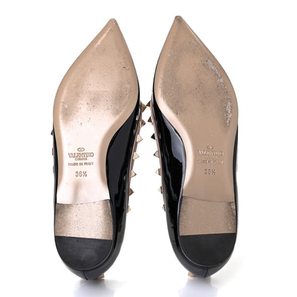 Valentino Garavani Patent Nappa Rockstud Ballerina Flats 36.5 Black Poudre 4 of 4