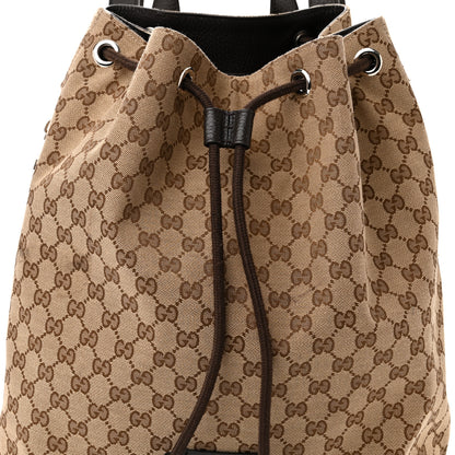 Gucci Monogram Dollar Calfskin O Drawstring Backpack Beige Ebony Testa di Moro Dark Chocolate 8 of 13