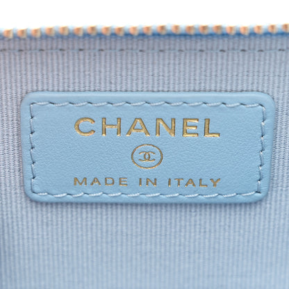 Chanel Caviar Quilted Zipped Key Holder Case Light Blue 6 of 8