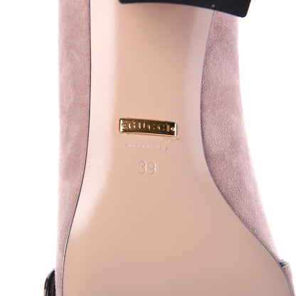Gucci Kid Scamosciato GG Marmont Fringe 50mm Loafer Pumps 39 Crystal Pink 6 of 9