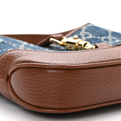 Gucci New Denim GG Monogram Calfskin Mini Jackie 1961 Hobo Blue Tea Cuir 8 of 10