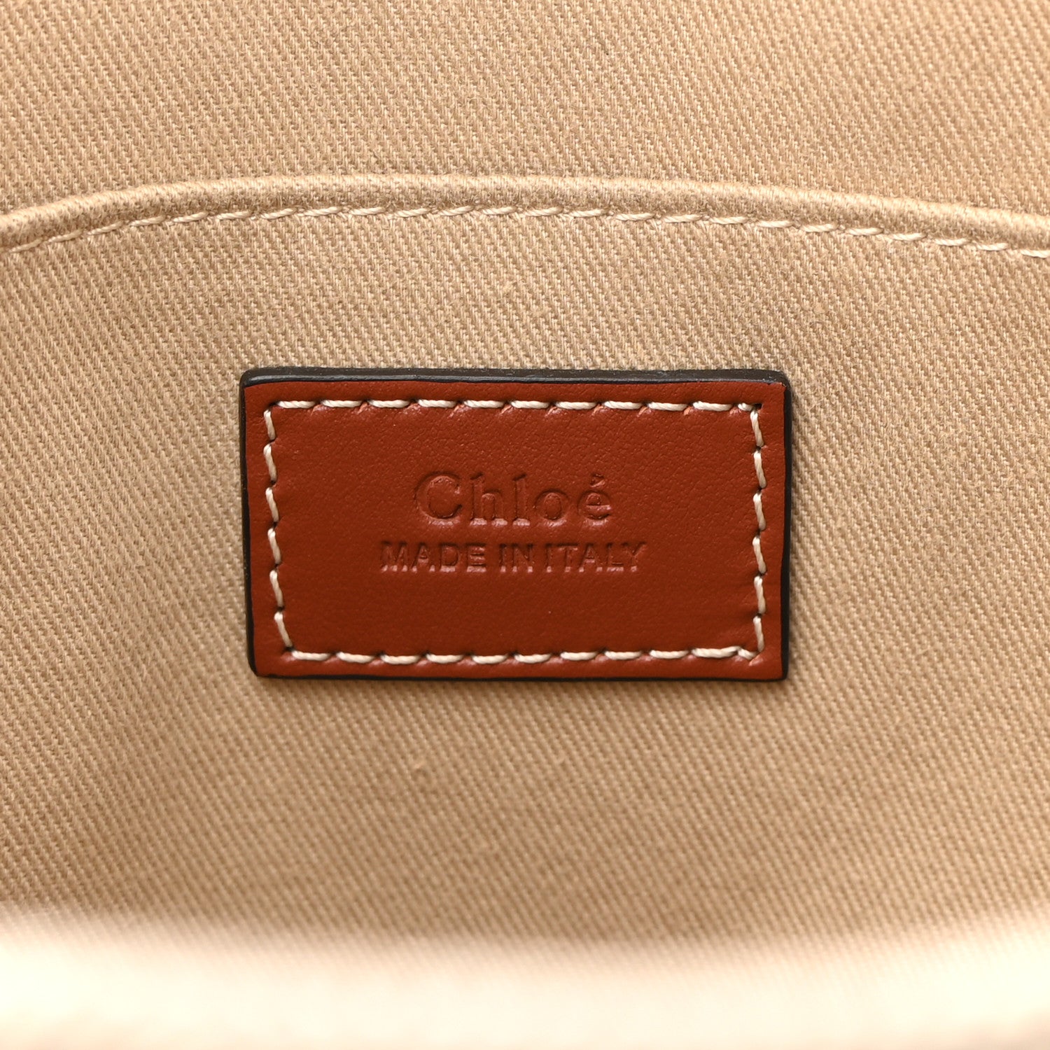 Chloe Cotton Calfskin Medium Woody Ribbon Tote White Brown 5 of 9