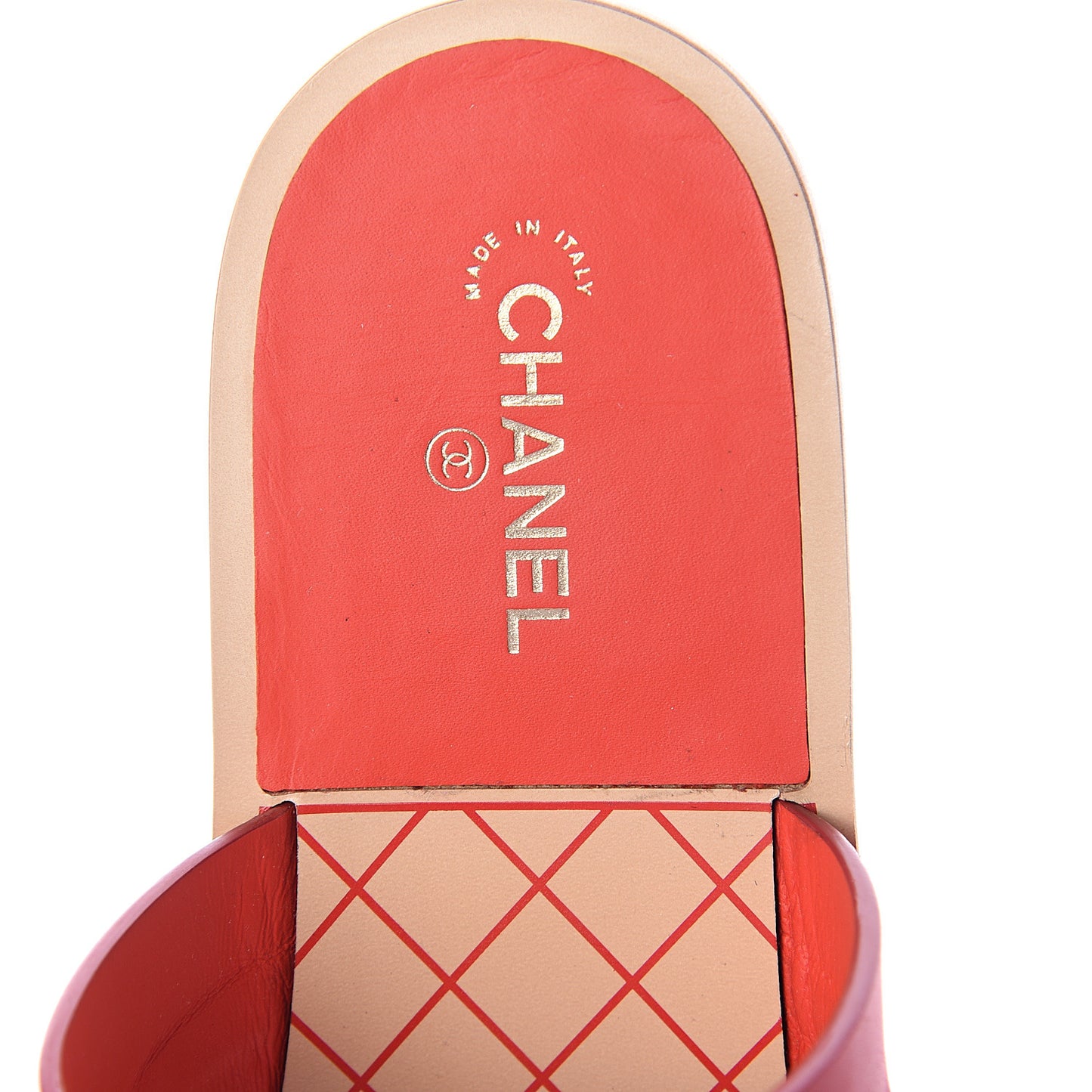 Calfskin Chain CC Sandals 39.5 Red