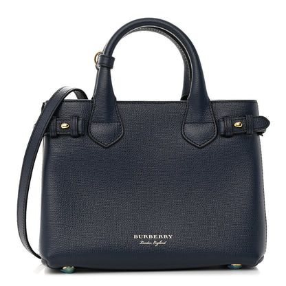 Burberry Grainy Calfskin House Check Small Banner Tote Ink Blue 1 of 13