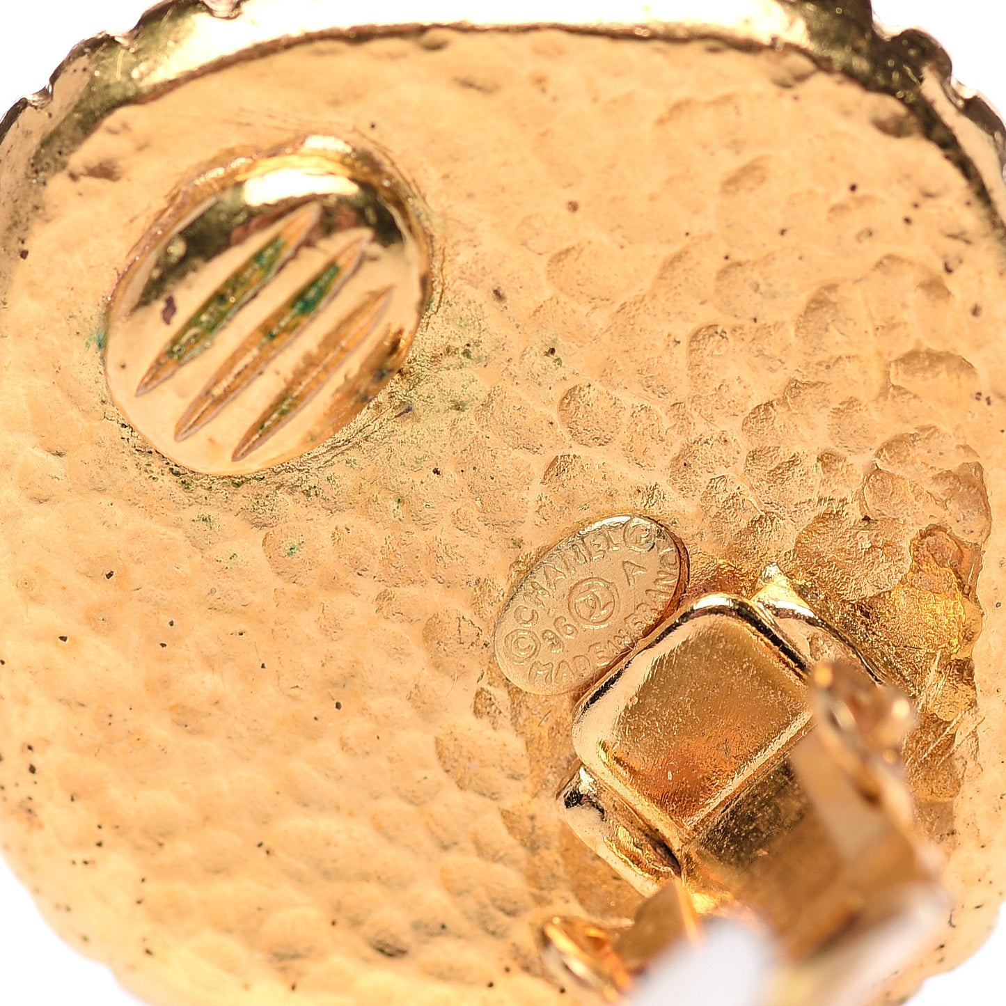 CC Diamond Shaped Clip On Earrings Gold