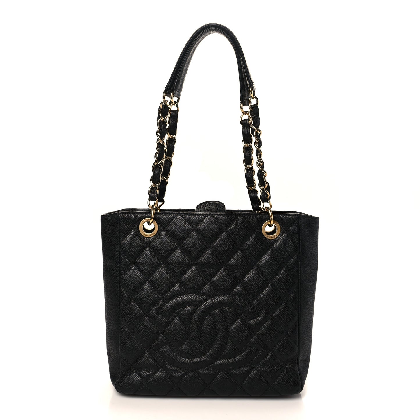 Caviar Quilted Petit Shopping Tote PST Black