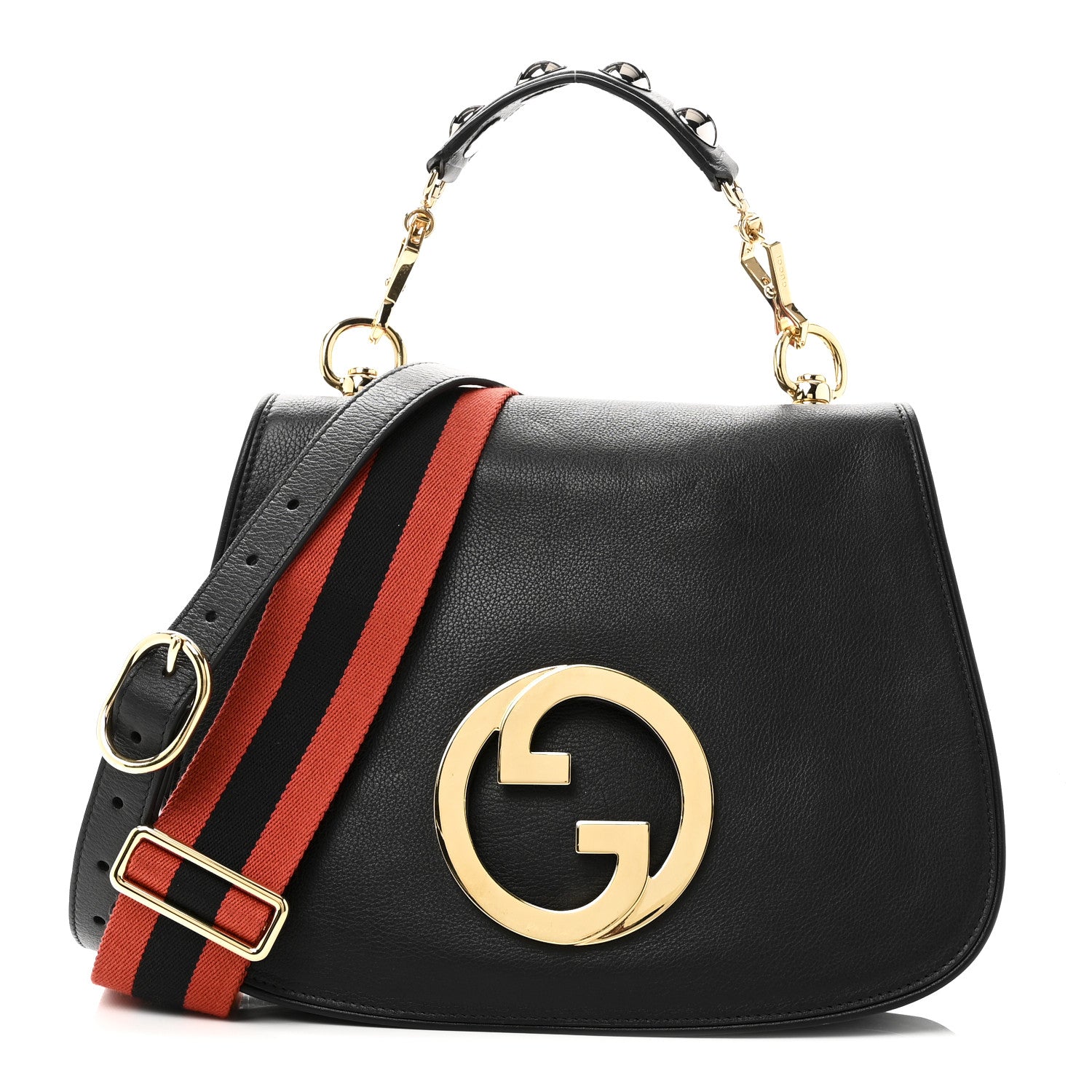 Gucci Roxy Calfskin Web Medium Studded Blondie Shoulder Flap Bag