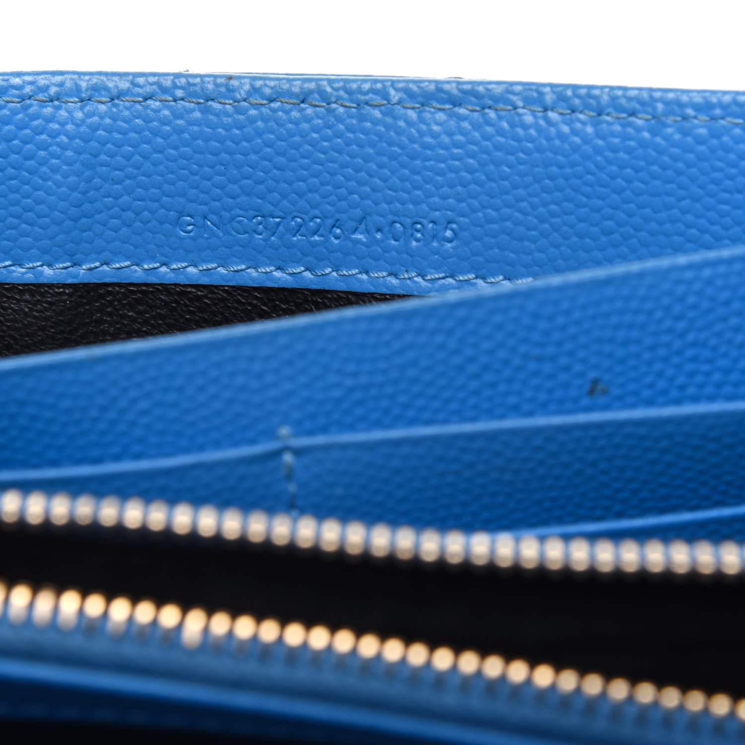 Saint Laurent Grain De Poudre Matelasse Chevron Monogram Flap Wallet Blue Clair 8 of 21