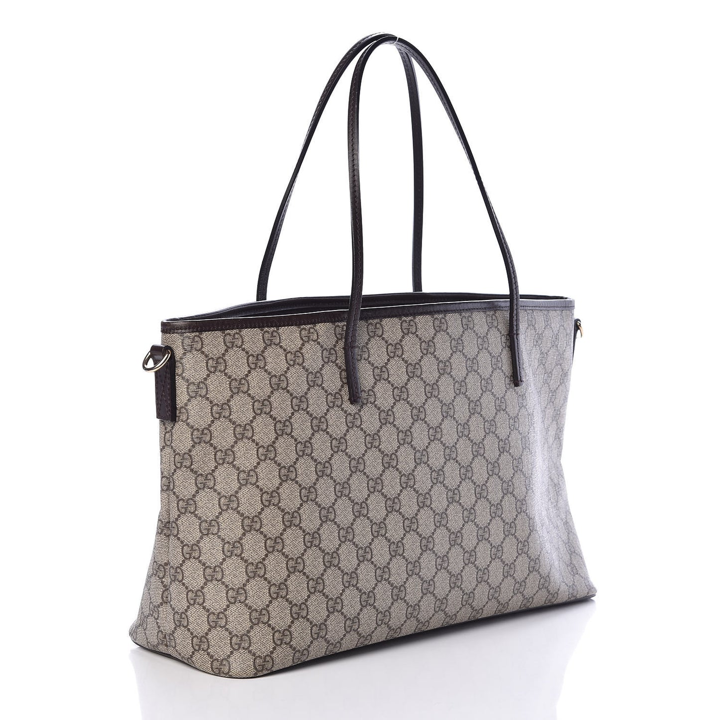GG Supreme Monogram Medium Zippered Tote Dark Brown