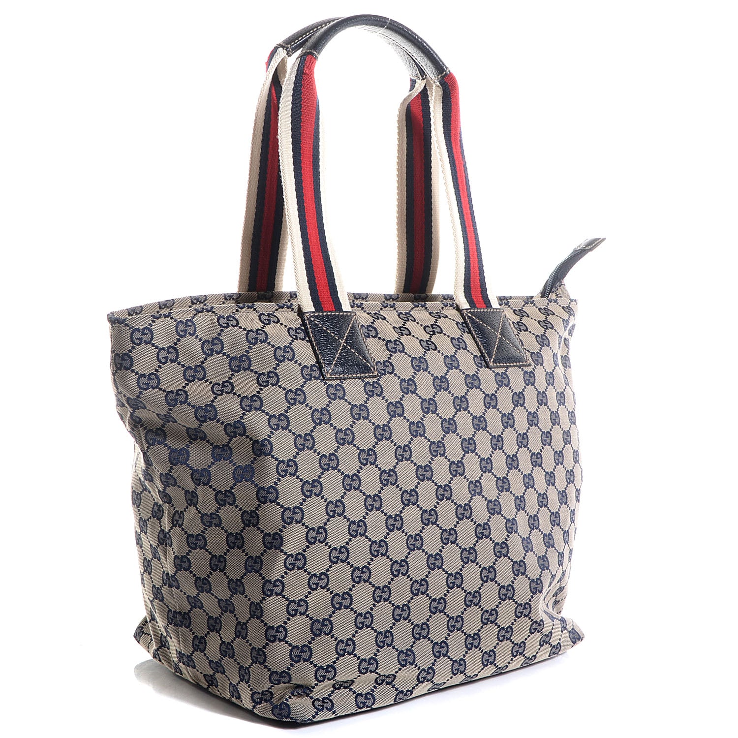 Gucci GG Monogram Large Web Handle Bucket Tote Navy 3 of 7