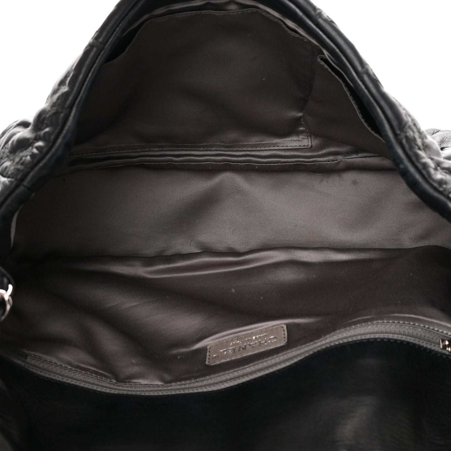 Lambskin Tweed Double Stitch Maxi Flap Black