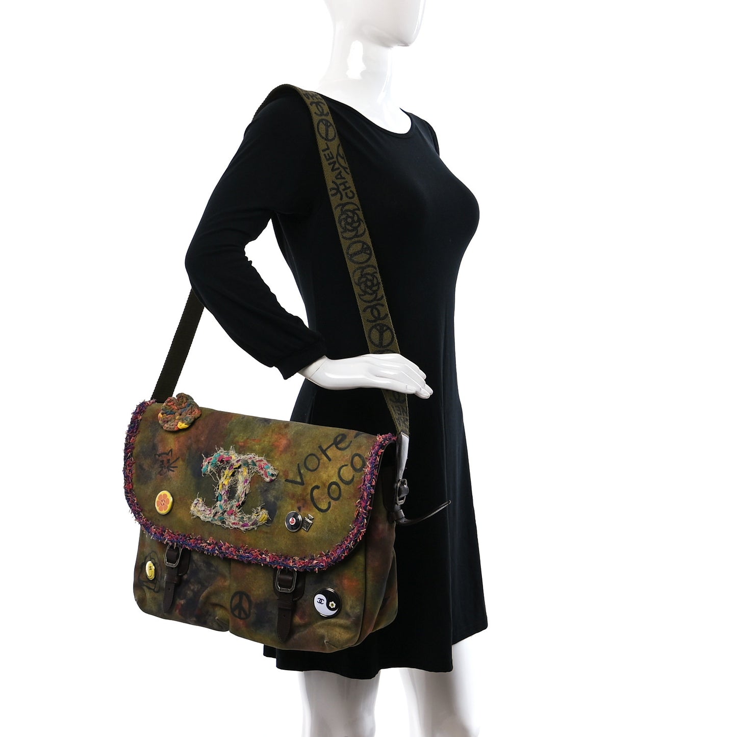 Washed Toile Large Graffiti On The Pavements Messenger Khaki Multicolor