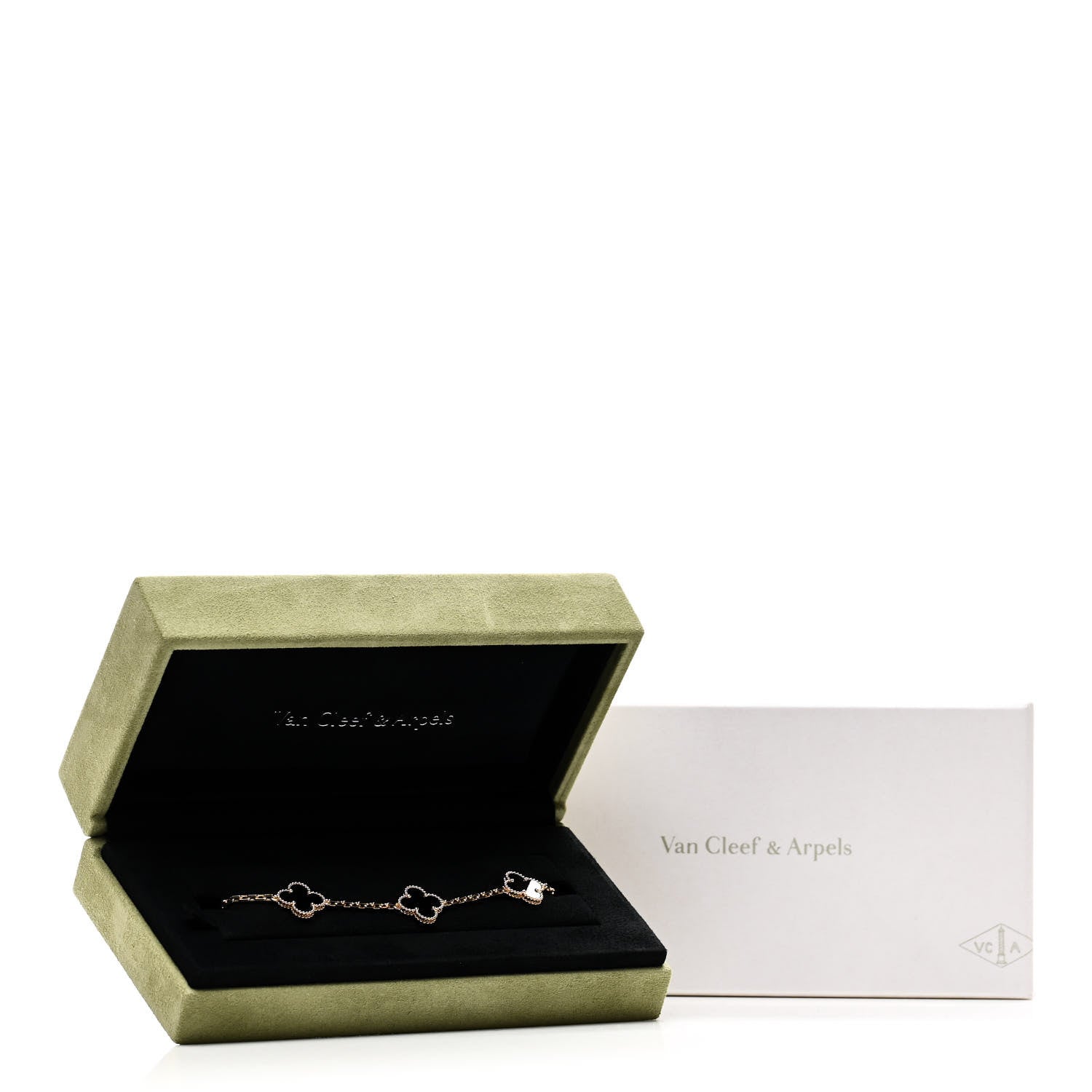 Van Cleef & Arpels 18K Yellow Gold Black Onyx 5 Motifs Vintage Alhambra Bracelet 5 of 5