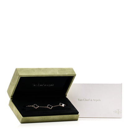 Van Cleef & Arpels 18K Yellow Gold Black Onyx 5 Motifs Vintage Alhambra Bracelet 5 of 5