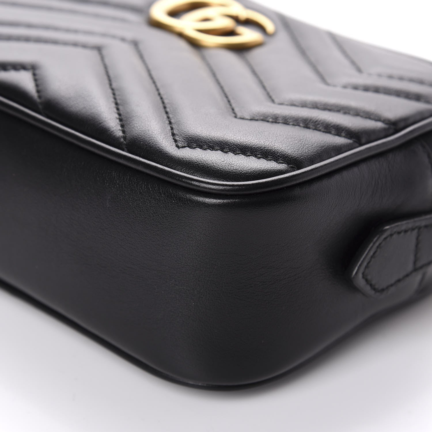 Gucci Calfskin Matelasse Mini GG Marmont Chain Shoulder Bag Black 7 of 10