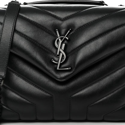 Saint Laurent Calfskin Y Quilted Monogram Monochrome Small Loulou Chain Satchel Black 8 of 13
