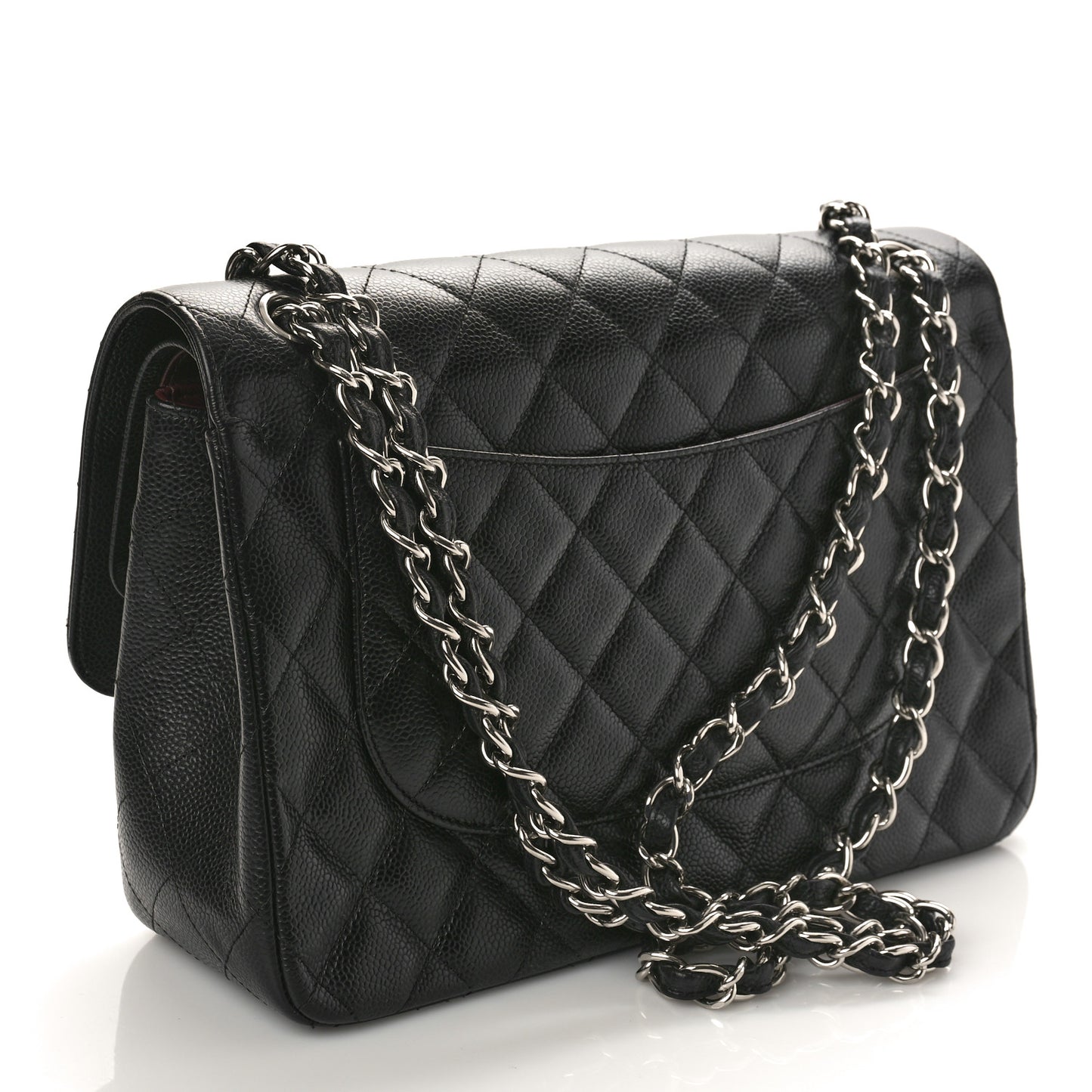 Caviar Quilted Jumbo Double Flap Black