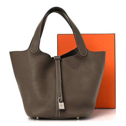 Hermes Taurillon Clemence Picotin Lock 22 MM Etoupe 12 of 12