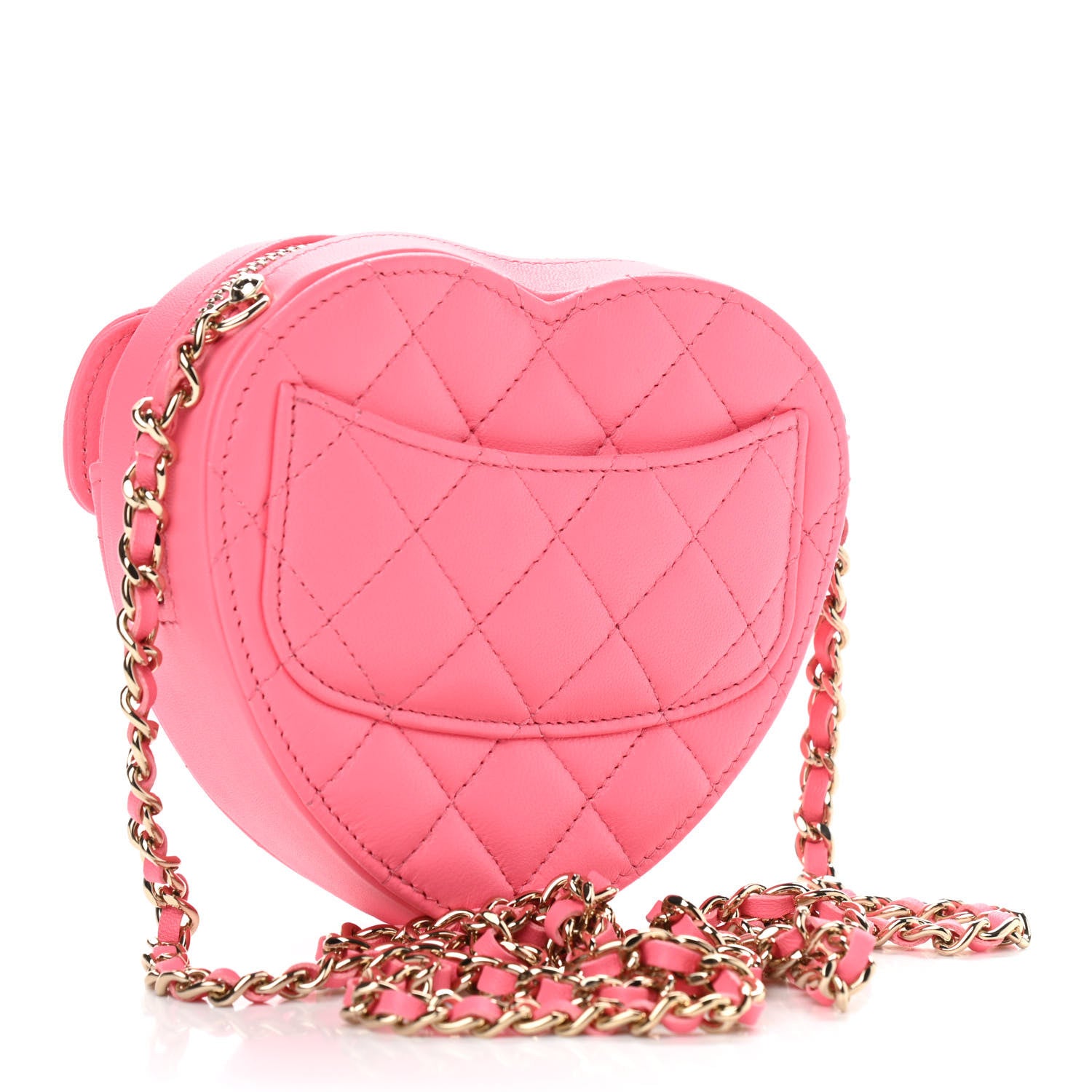 Chanel Lambskin Quilted CC In Love Heart Clutch With Chain Pink 3 of 10