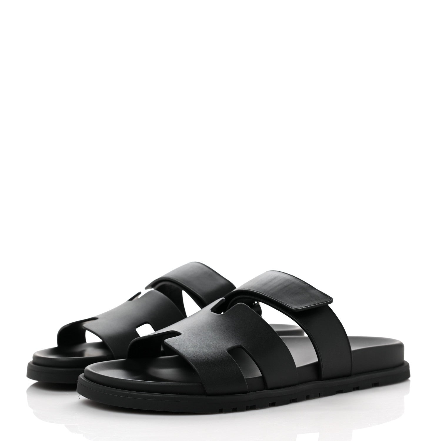 Hermes Calfskin Mens Chypre Sandals 42 Black 3 of 8