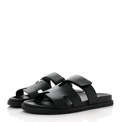 Hermes Calfskin Mens Chypre Sandals 42 Black 3 of 8