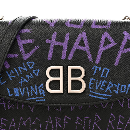 Balenciaga Grained Calfskin Graffiti BB Chain Wallet Black Bleu Violet 9 of 13