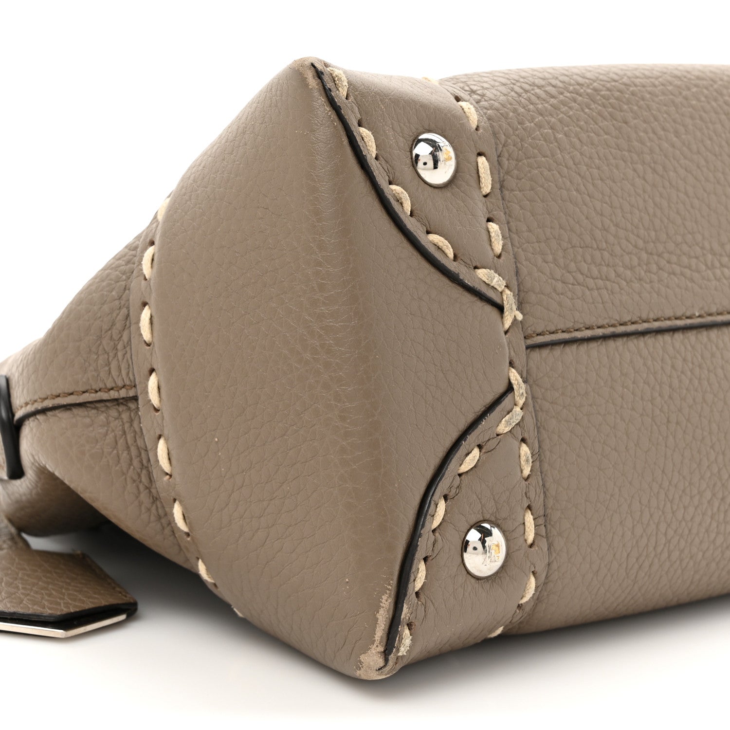 Fendi Vitello Stampa Granata Macro Stitchings Medium By The Way Boston Bag Tartufo 10 of 15