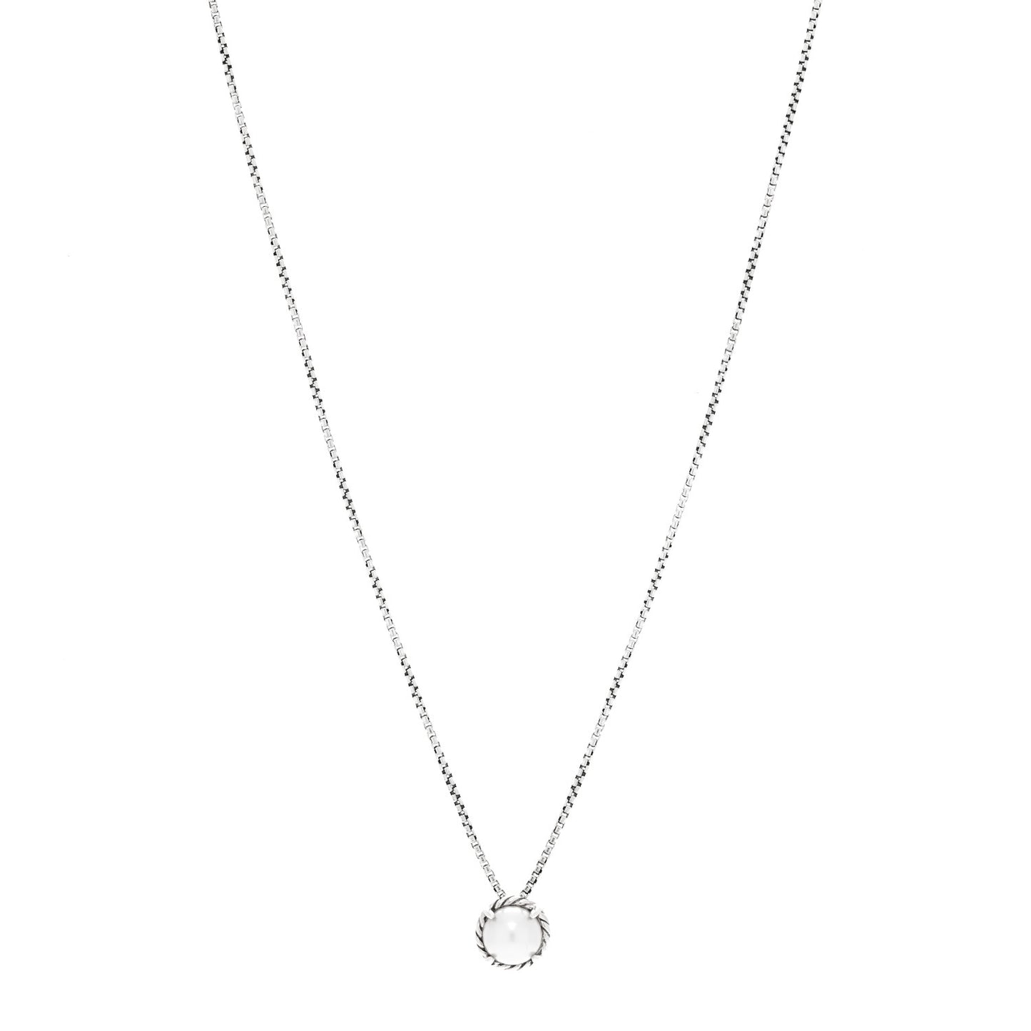 Sterling Silver Cultured Pearl 8mm Petite Chatelaine Pendant Necklace
