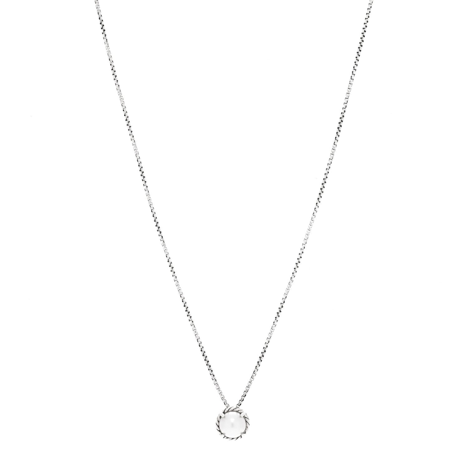 David Yurman Sterling Silver Cultured Pearl 8mm Petite Chatelaine Pendant Necklace 1 of 5
