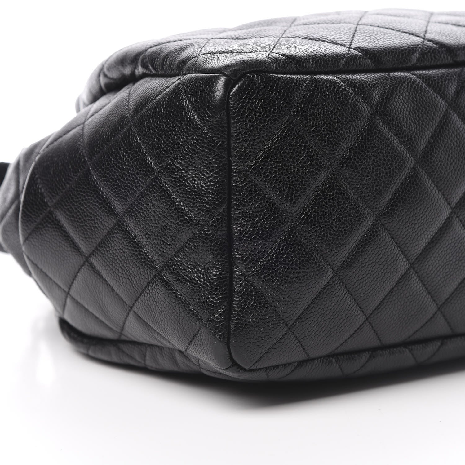 Chanel Grained Calfskin Quilted Medium CC Chain Bucket Drawstring Bag Black 10 of 13