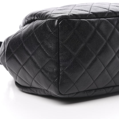 Chanel Grained Calfskin Quilted Medium CC Chain Bucket Drawstring Bag Black 10 of 13