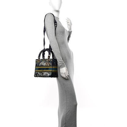 Christian Dior Canvas Embroidered Zodiac Medium Lady D-Lite Blue Multicolor 2 of 12