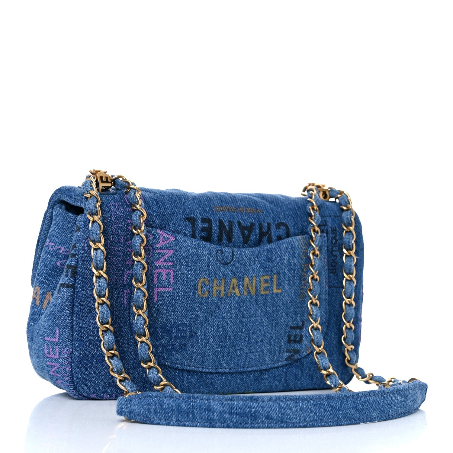 Chanel Denim Quilted Mini Denim Mood Rectangular Flap Blue Multicolor 3 of 12